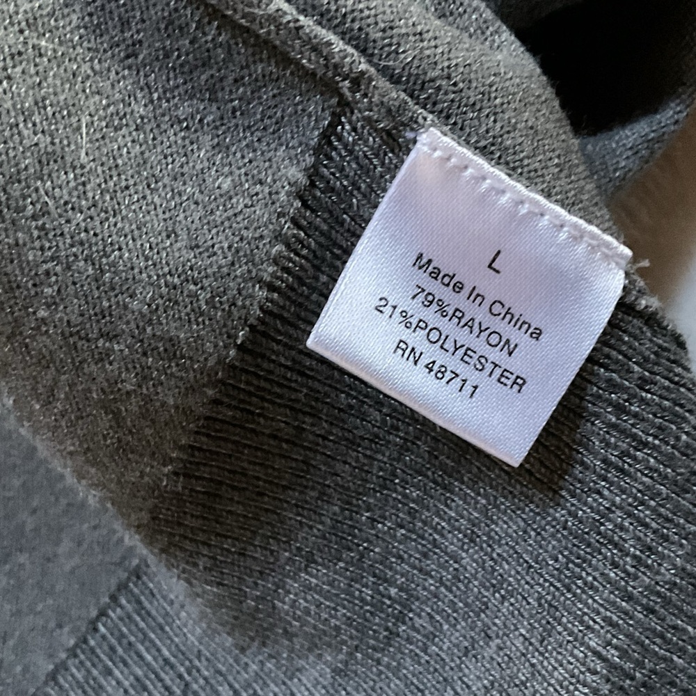 Falls Creek Gray Open Front Cardigan with Pockets, drawstring hem, large - Picture 7 of 8